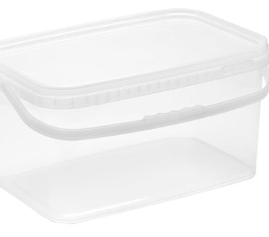 5L Rectangular Bucket with Handle & Tamperproof Lid - Transparent - 5 Pack